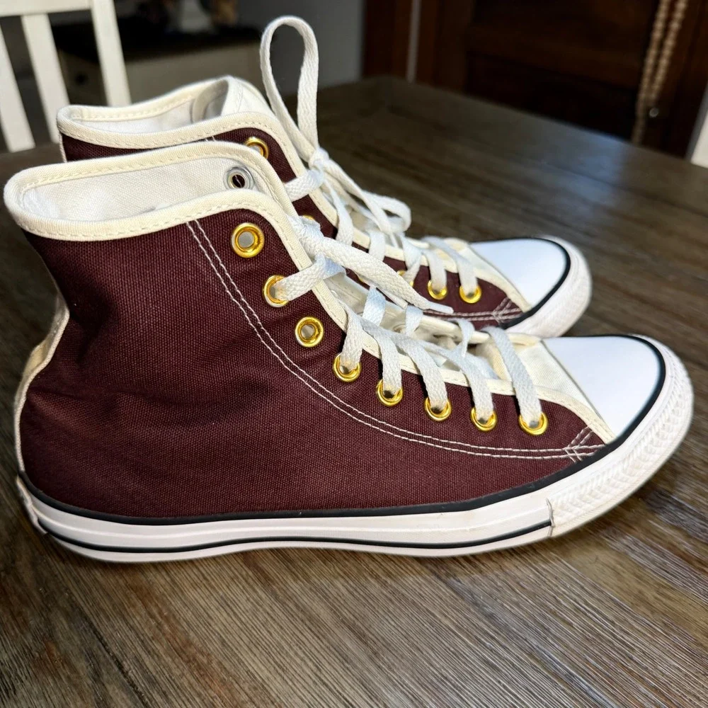 Converse Chuck Taylor All Star High Top Brown Cream Gold Eyelets Mens 8 Wos 10 - Picture 3 of 9
